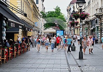 Pedestrians on Knez Mihailova Street, Belgrade, Serbia Editorial Stock Photo